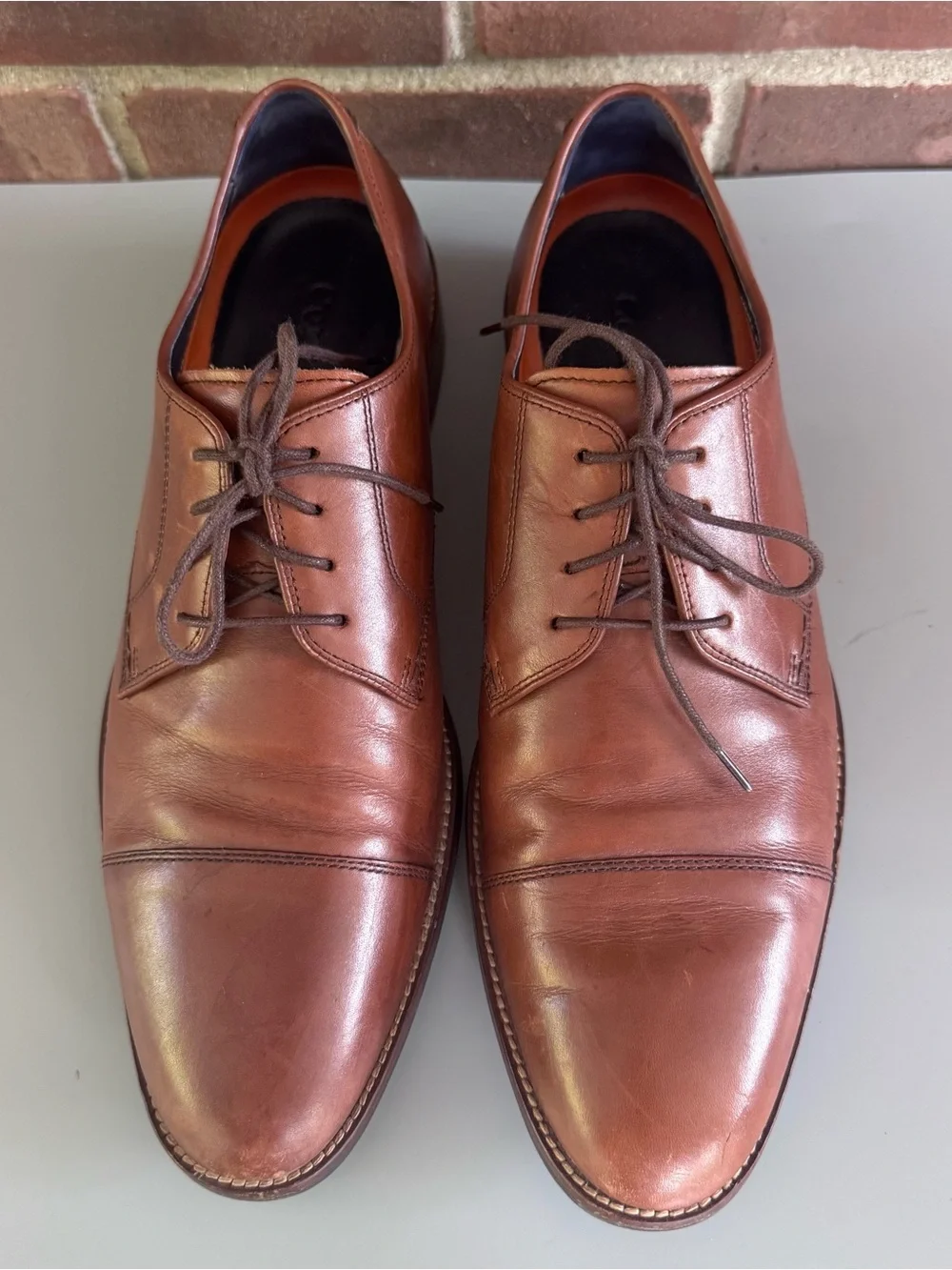 Cole Haan Mens US 9 M Brown Leather Cap Toe Derby Oxford Dress Shoes C11632. In